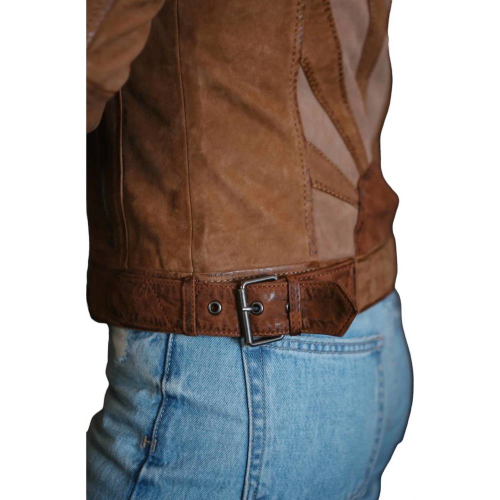 Women's Brown Leather Jacket - Picture 2 of 4